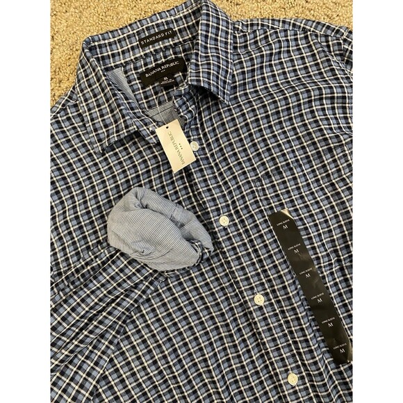 Banana Republic Shirt Men Size M Blue Plaid Flannel‎ Soft Button Down NWT - Picture 1 of 8